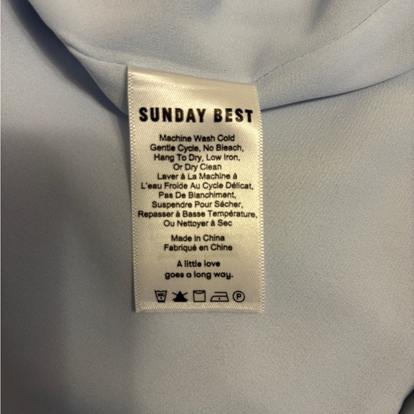 Aritzia Sunday Best Mini Wrap Dress in baby blue - Picture 3 of 4